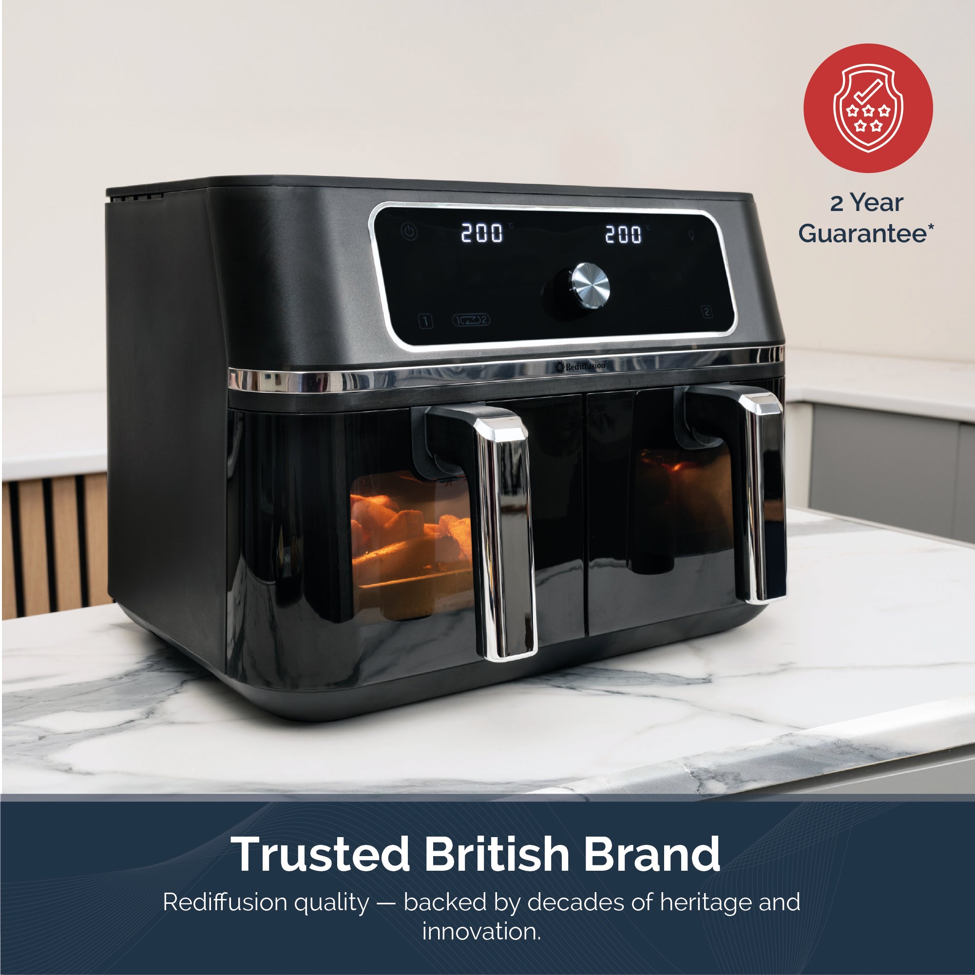 Rediffusion ClearCook 9L Dual Zone Air Fryer with Viewing Window