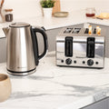 Rediffusion Brushed Stainless Steel 1.7L Kettle & 4 Slice Toaster Set