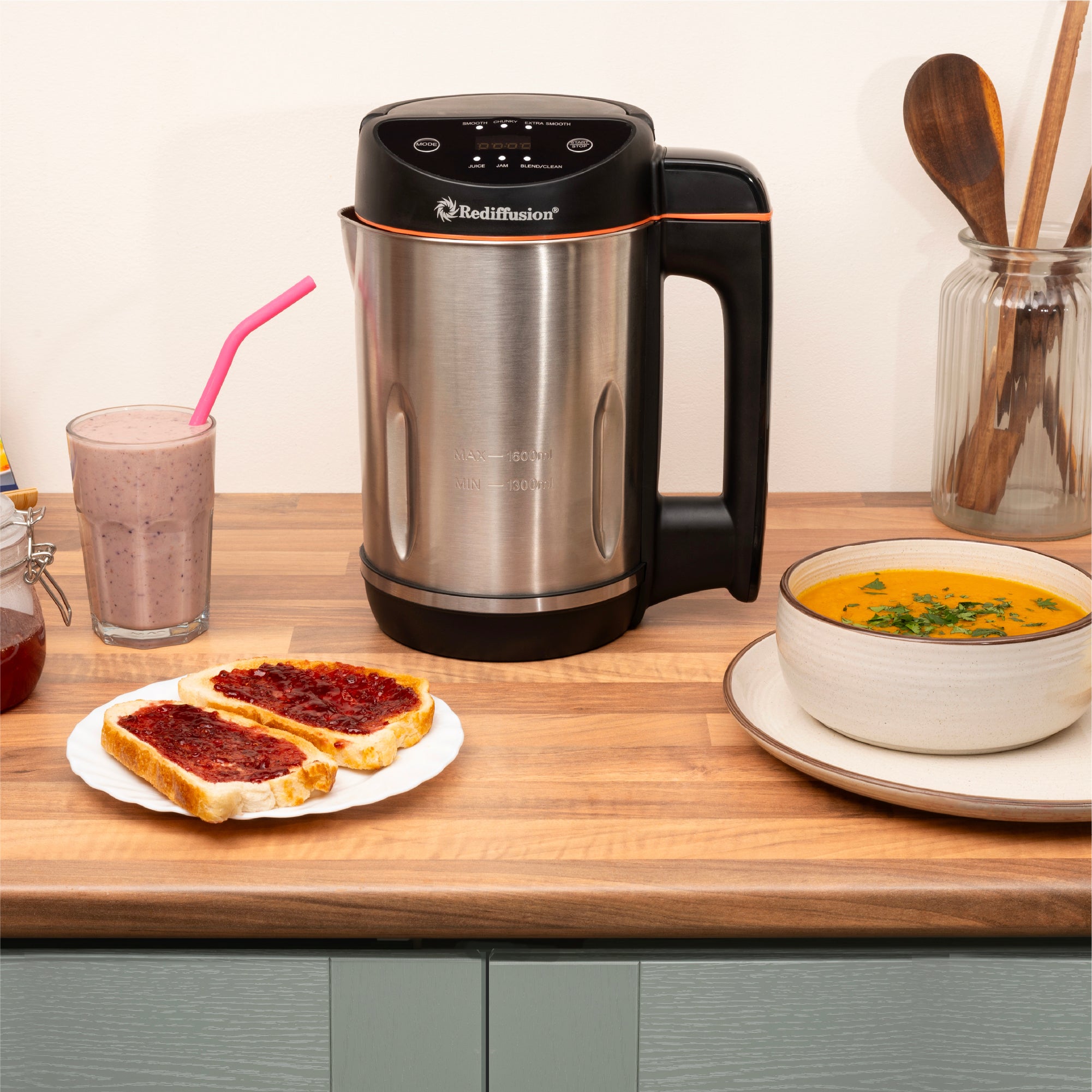 Rediffusion SmartSoup Plus 3-in-1 Soup, Smoothie & Jam Maker - Black