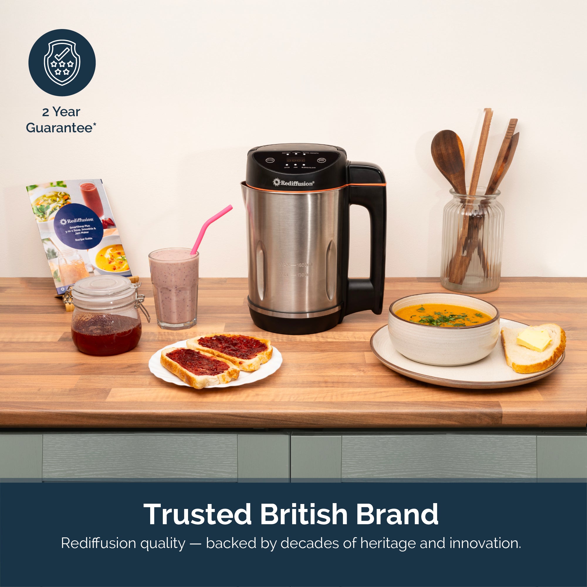Rediffusion SmartSoup Plus 3-in-1 Soup, Smoothie & Jam Maker - Black