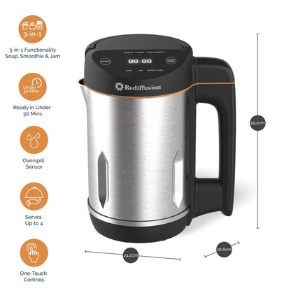 Rediffusion SmartSoup Plus 3-in-1 Soup, Smoothie & Jam Maker - Black