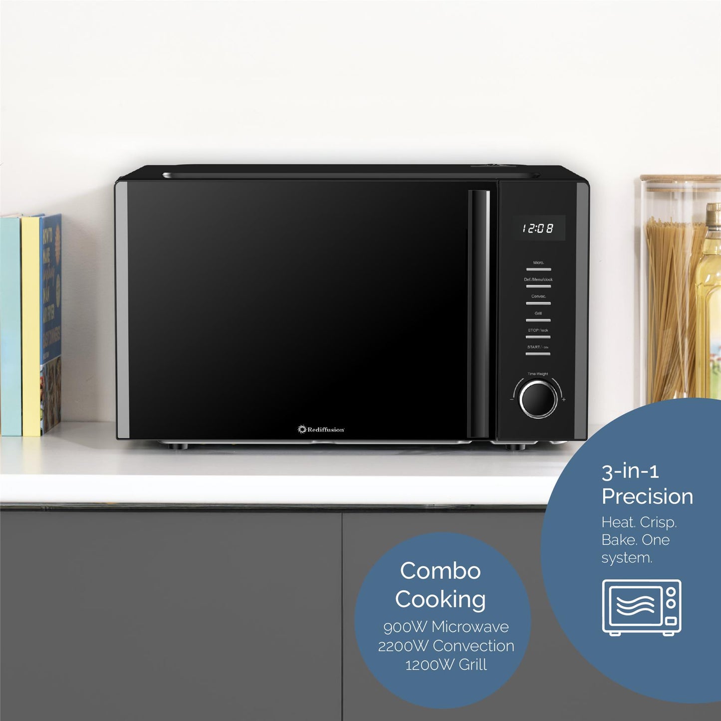 Rediffusion 30L Digital Combination Microwave with Grill & Convection – Black