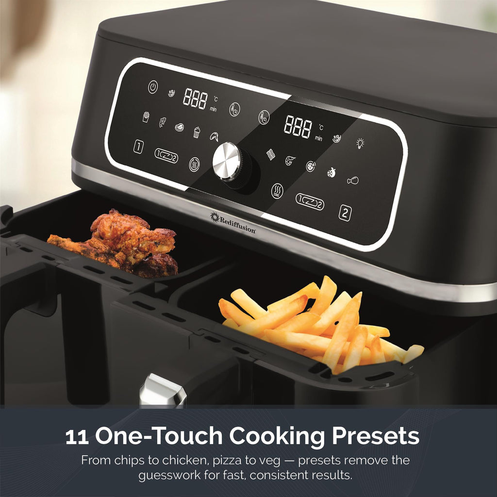 Rediffusion ClearCook 9L Dual Zone Air Fryer with Viewing Window
