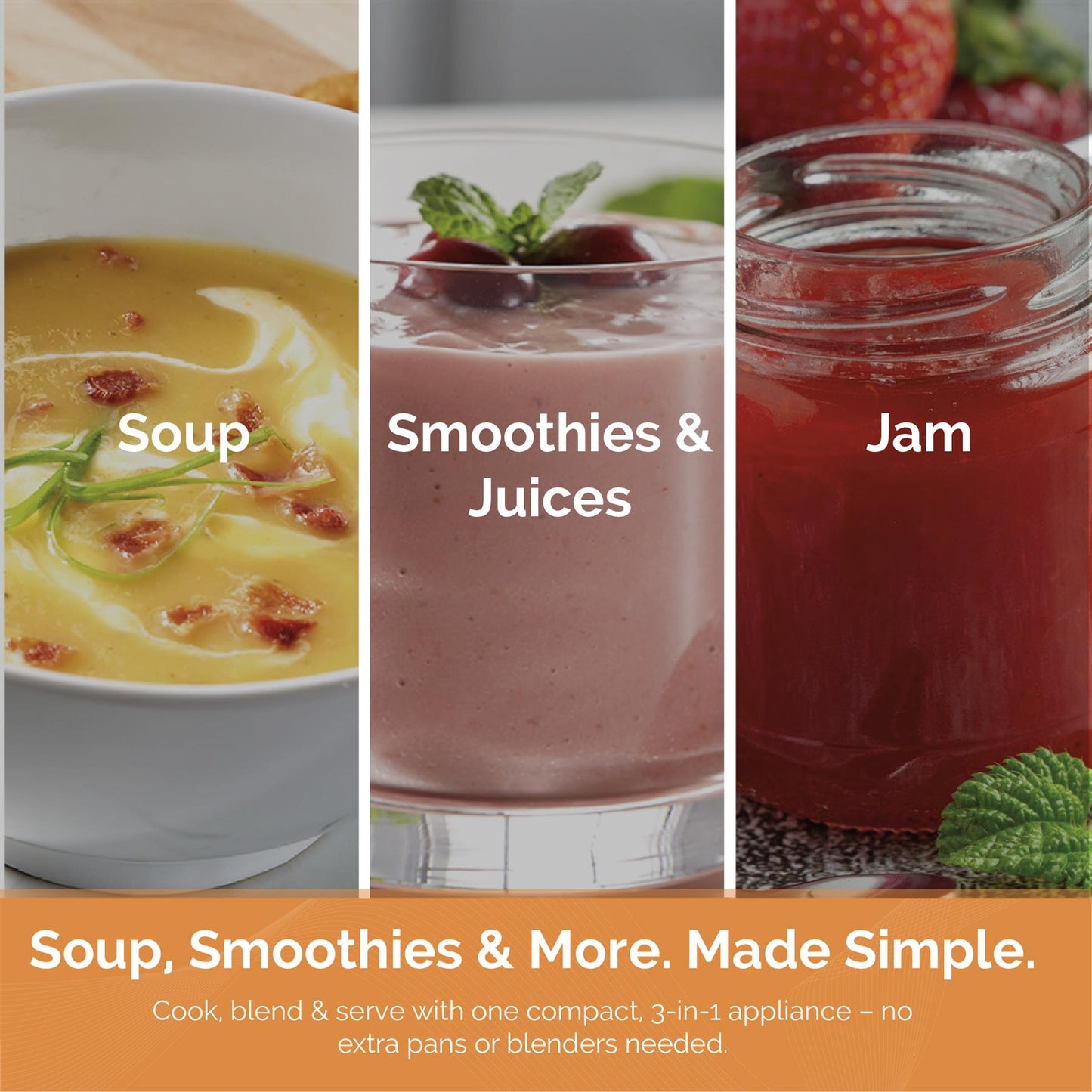 Rediffusion SmartSoup Plus 3-in-1 Soup, Smoothie & Jam Maker - Black