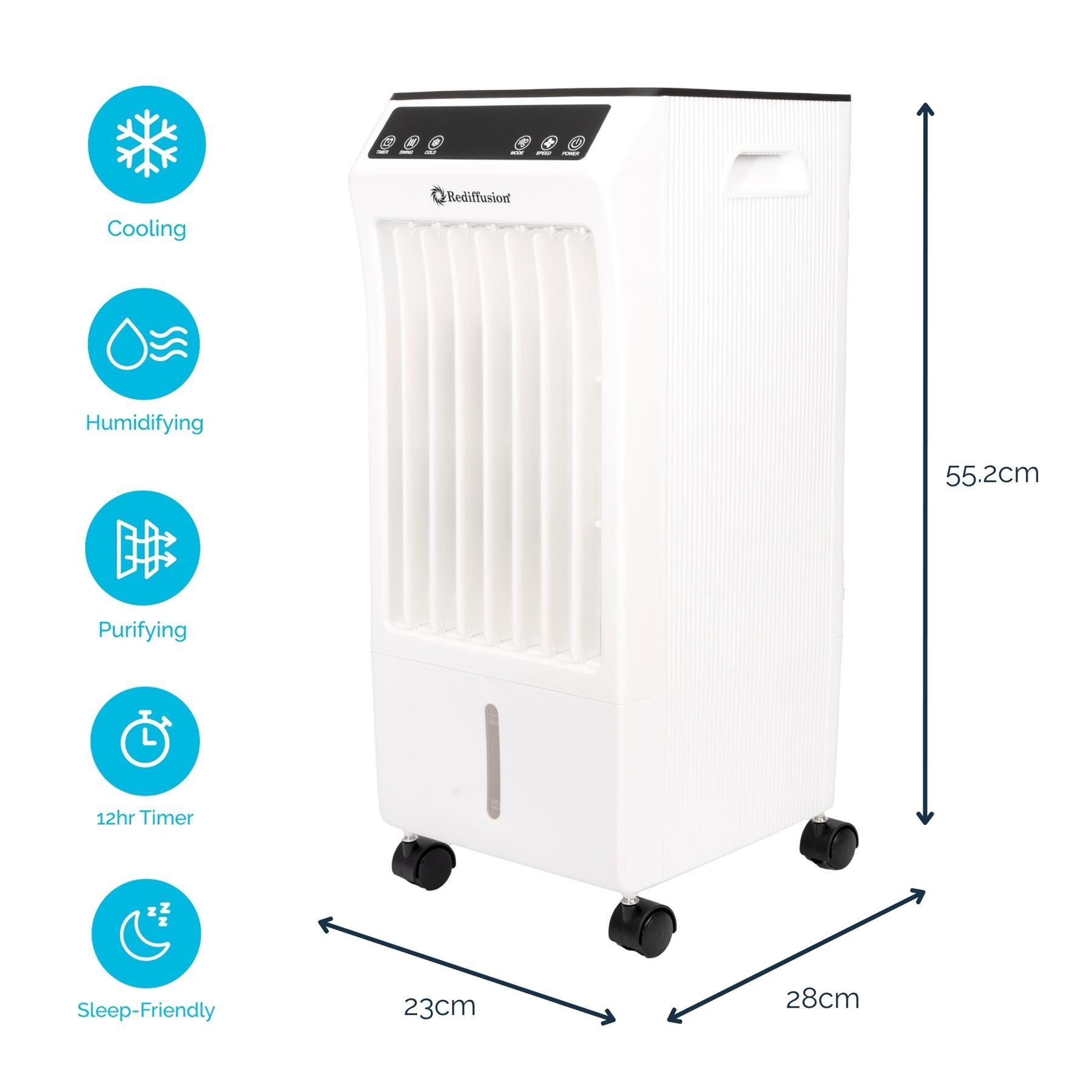 Rediffusion 4-in-1 Digital 6L Evaporative Air Cooler - White