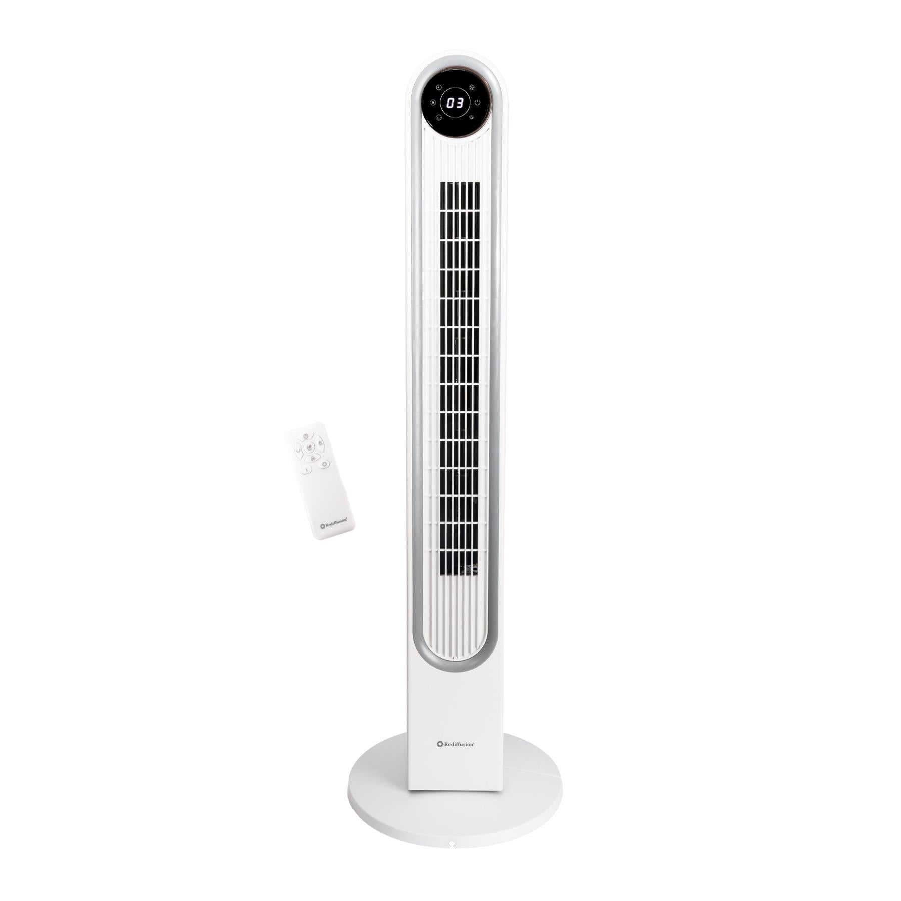 Rediffusion Halo 42" Digital Tower Fan - White