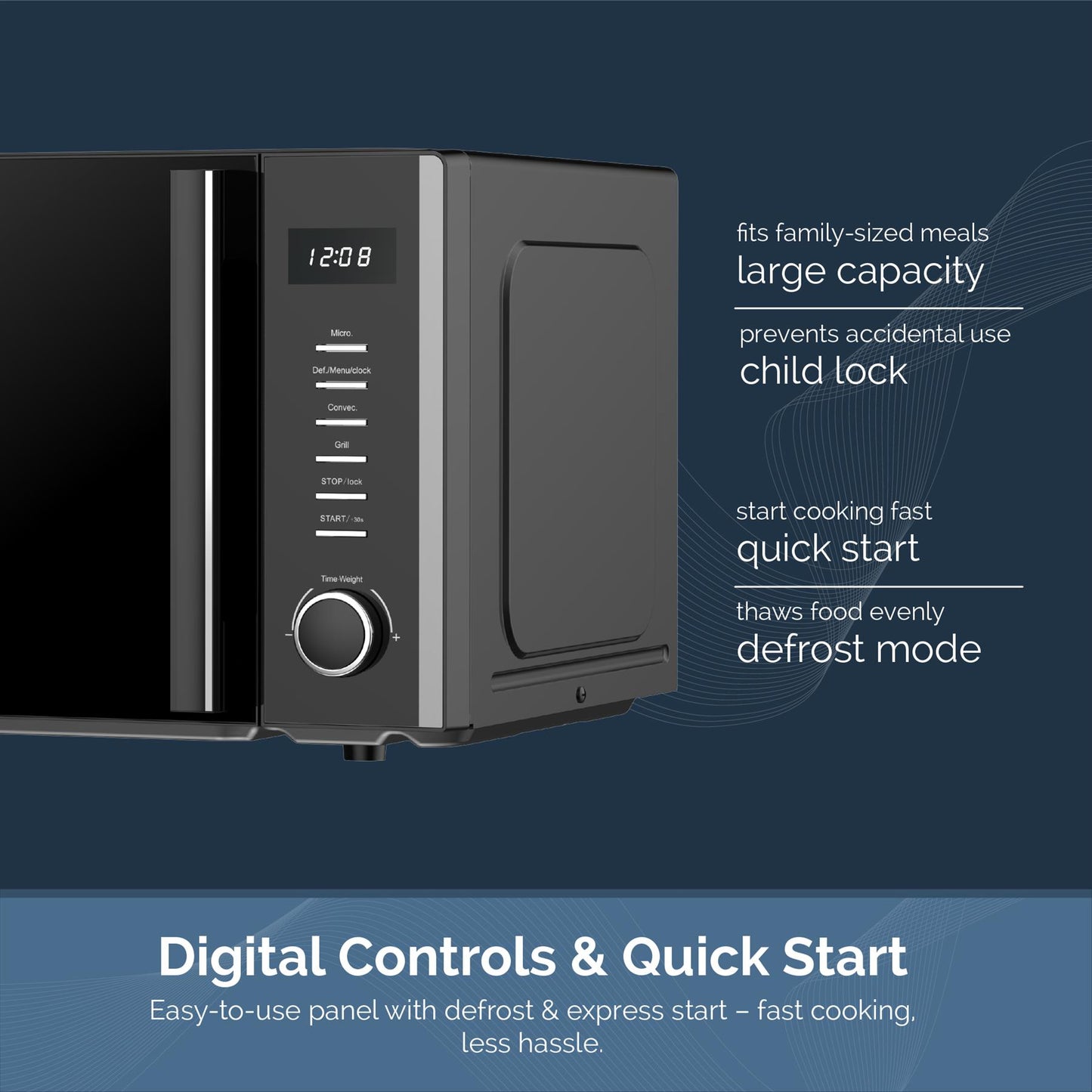 Rediffusion 30L Digital Combination Microwave with Grill & Convection – Black