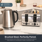Rediffusion Brushed Stainless Steel 1.7L Kettle & 4 Slice Toaster Set