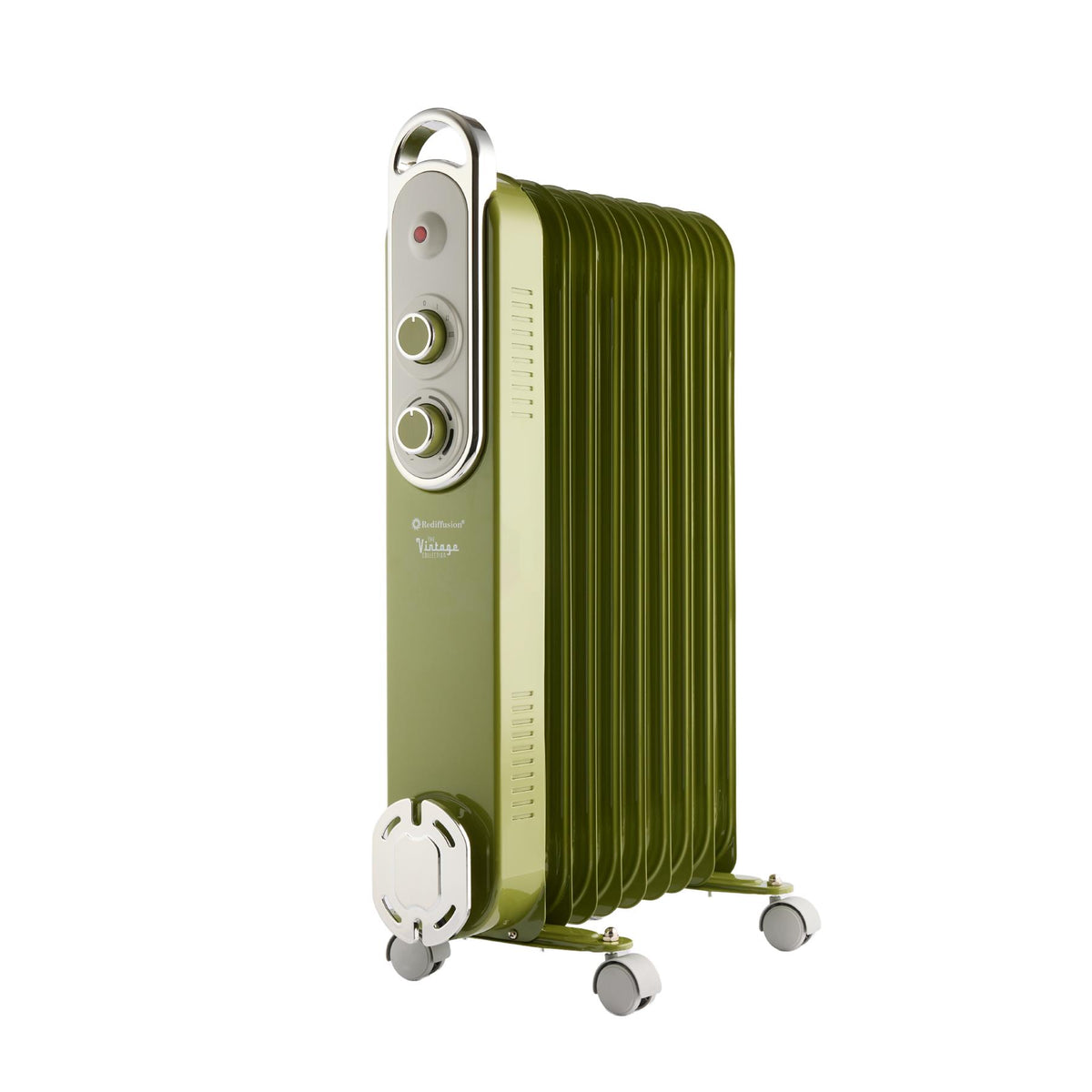 Rediffusion Vintage 9 Fin Oil Filled Radiator 2KW Olive Green