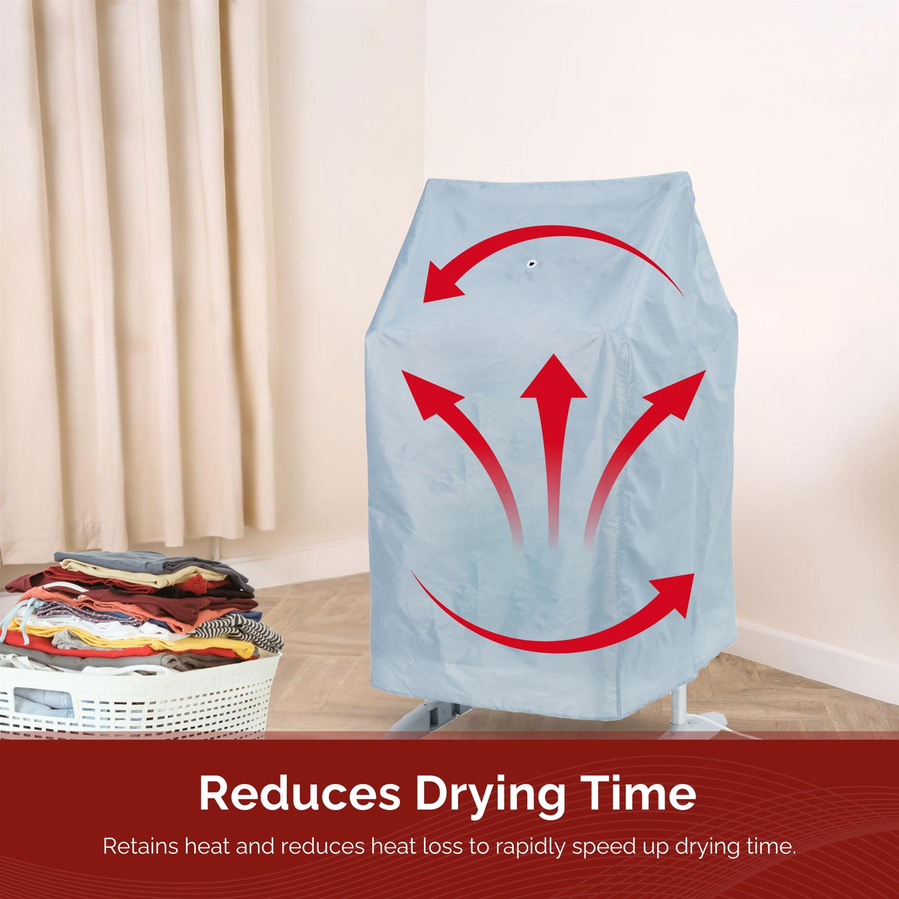 Rediffusion 3 Tier Compact Heated Clothes Airer with Cover