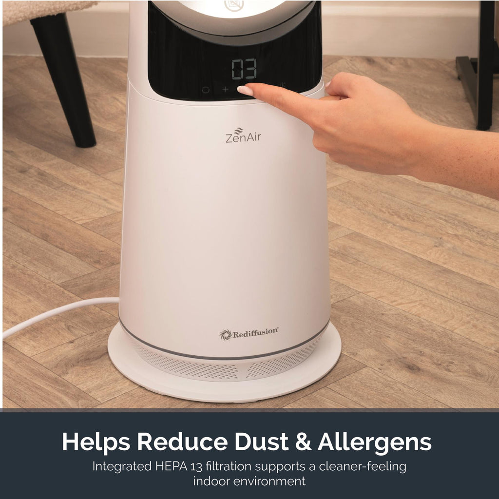 Rediffusion ZenAir Bladeless 3 in 1 Air Purifier, Fan & Heater - White