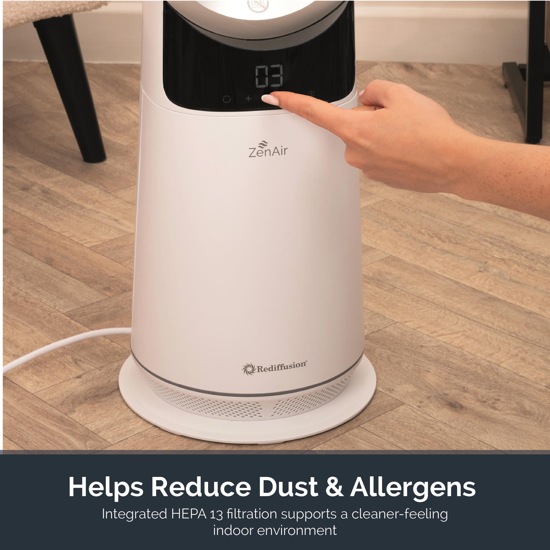 Rediffusion ZenAir Bladeless 3 in 1 Air Purifier, Fan & Heater - White