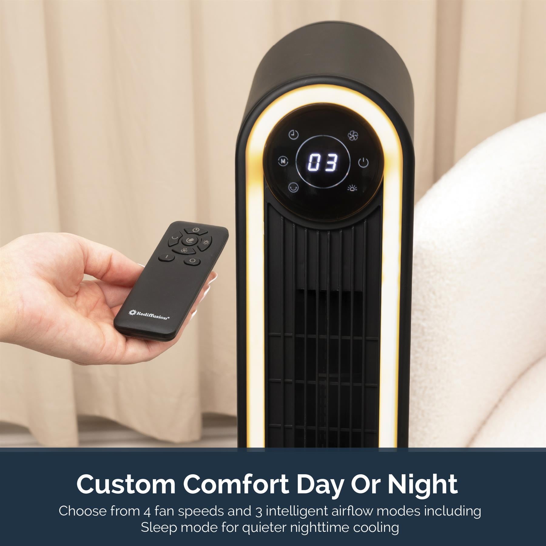 Rediffusion Halo 42" Digital Tower Fan