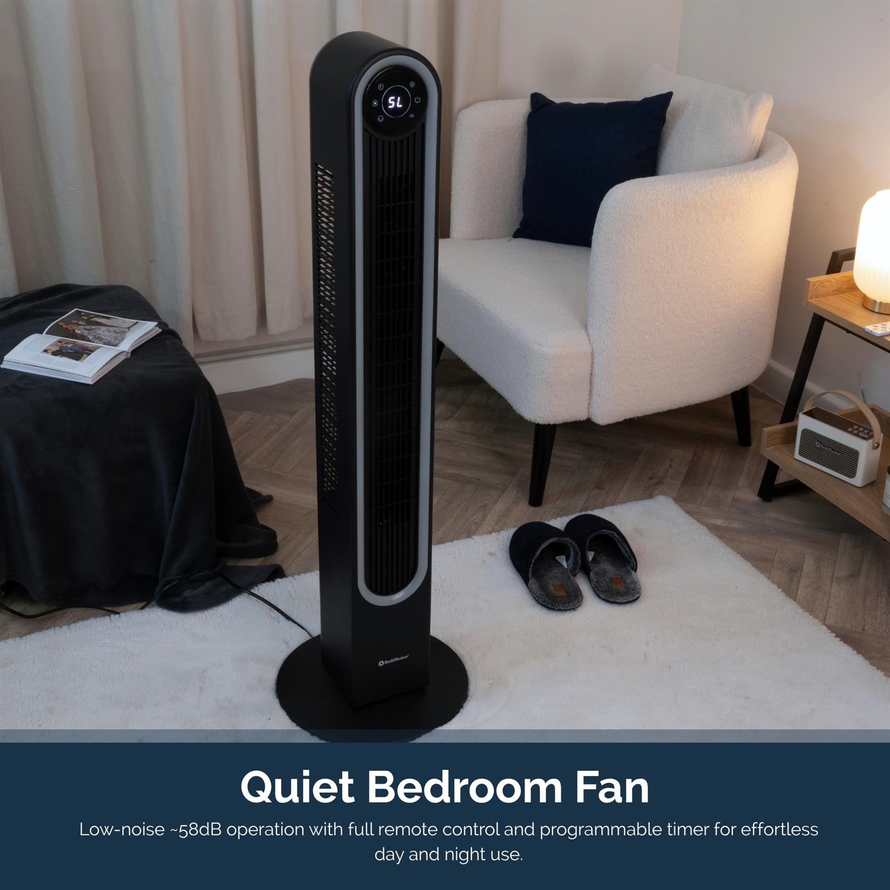 Rediffusion Halo 42" Digital Tower Fan - Black