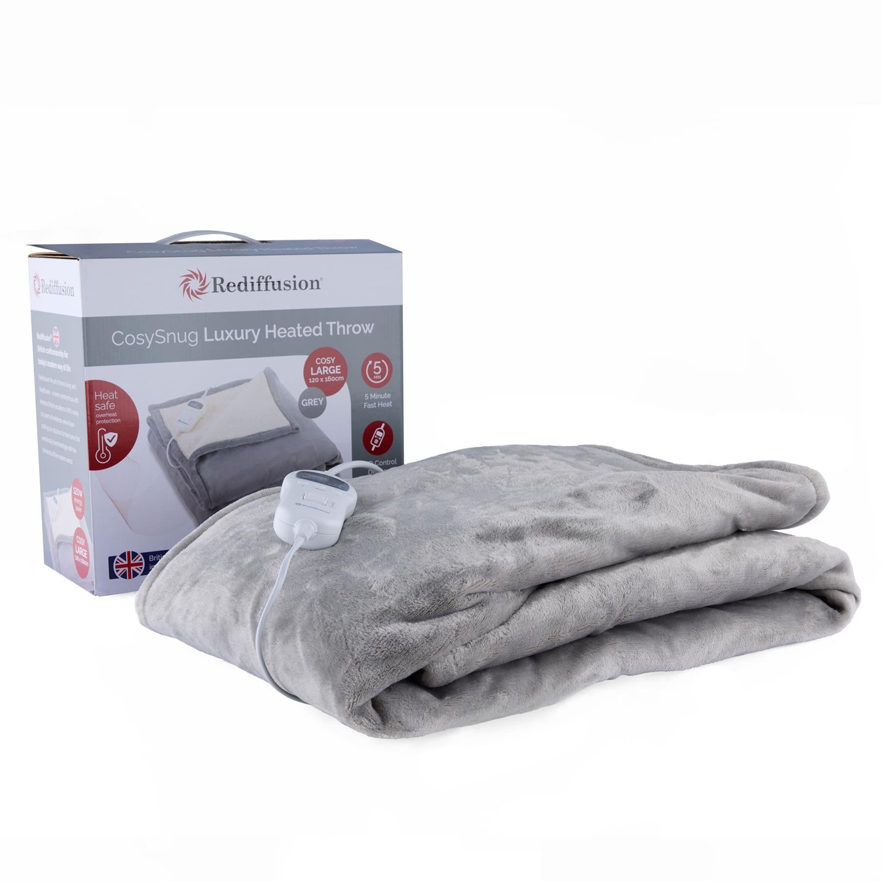 Rediffusion CosySnug Luxury Heated Throw Grey