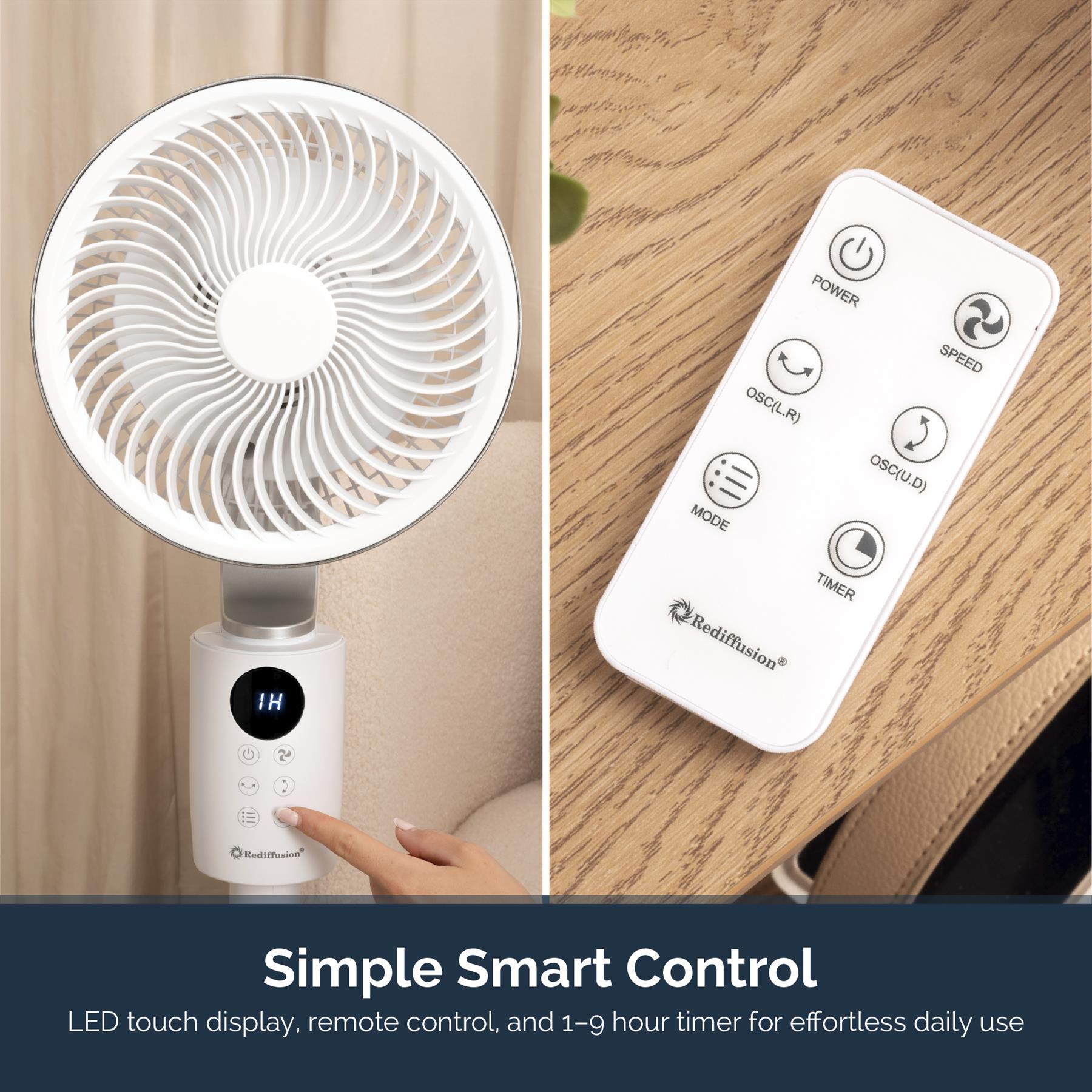Rediffusion Air360 Adjustable Height Oscillating Fan
