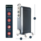 Rediffusion Vintage 9 Fin Oil Filled Radiator 2KW Slate Blue