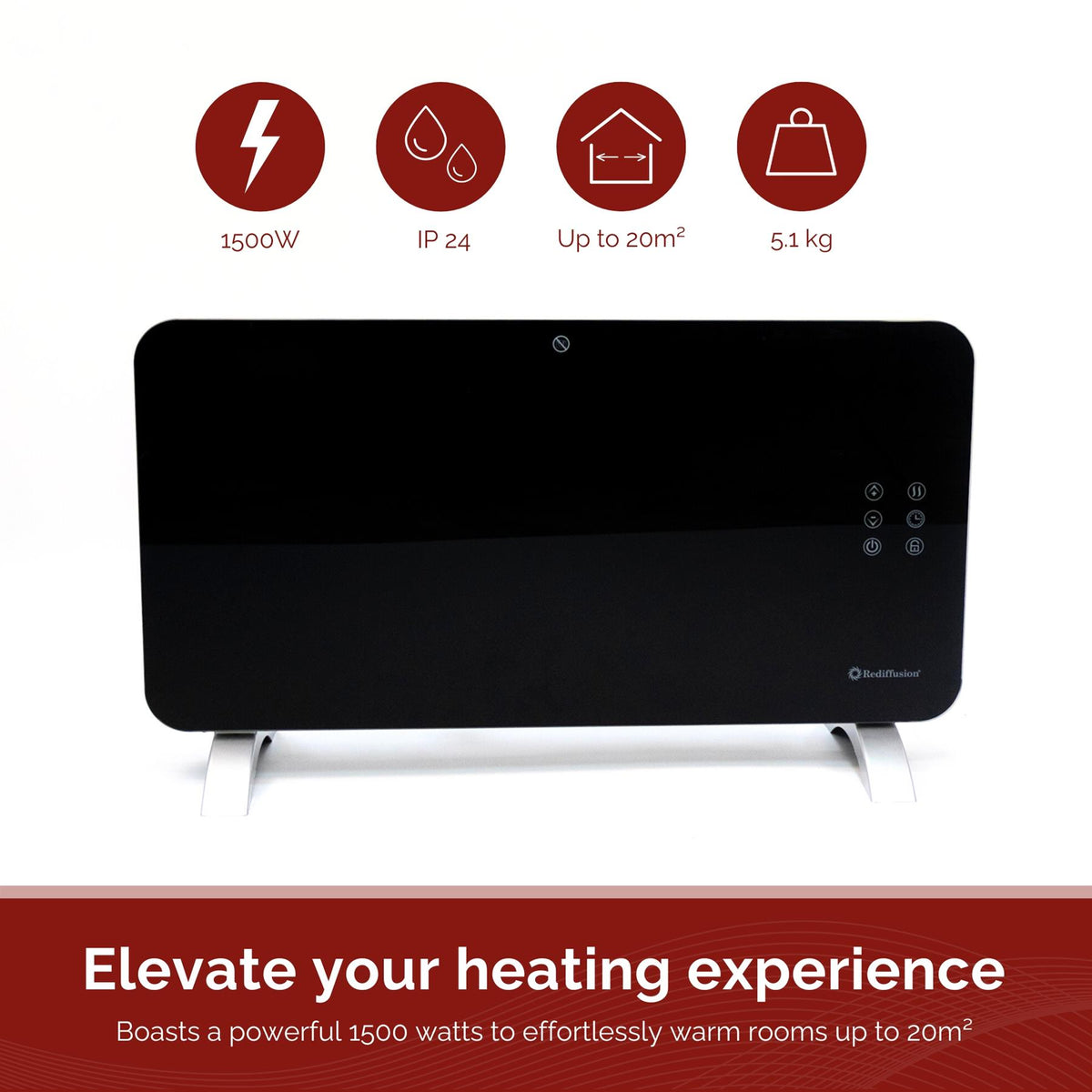 Rediffusion Smart Glass Panel Heater 1500W