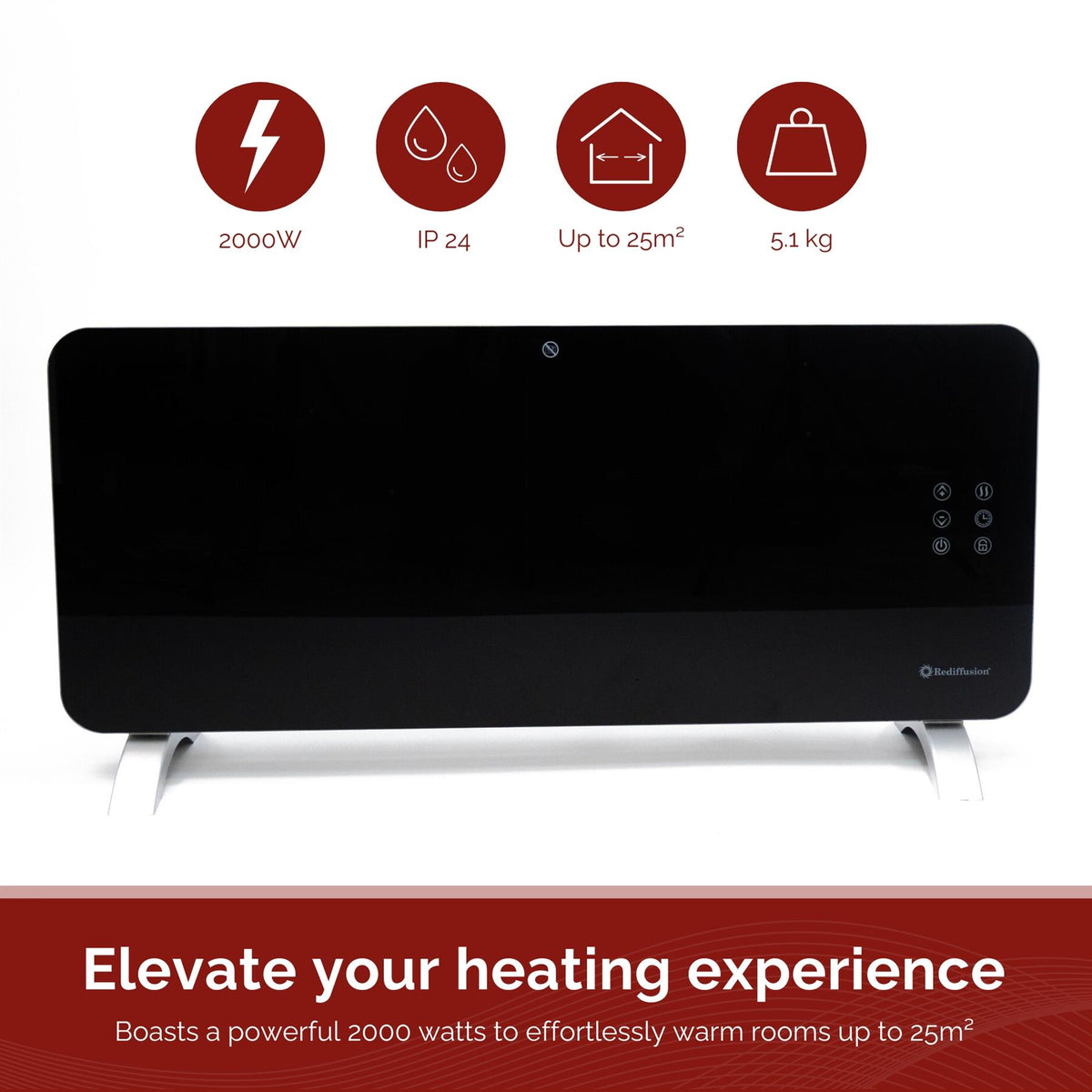 Rediffusion Smart Glass Panel Heater 2000W