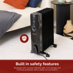 Rediffusion 9 Fin Oil Filled Radiator 2KW Black