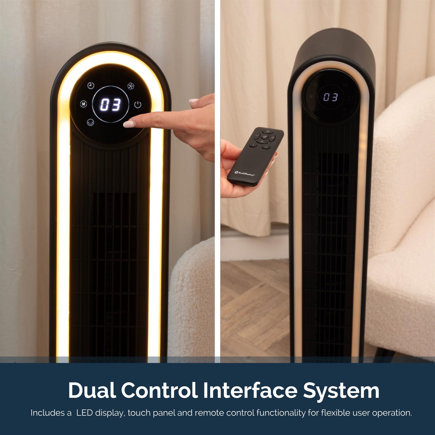 Rediffusion Halo 42" Digital Tower Fan - Black