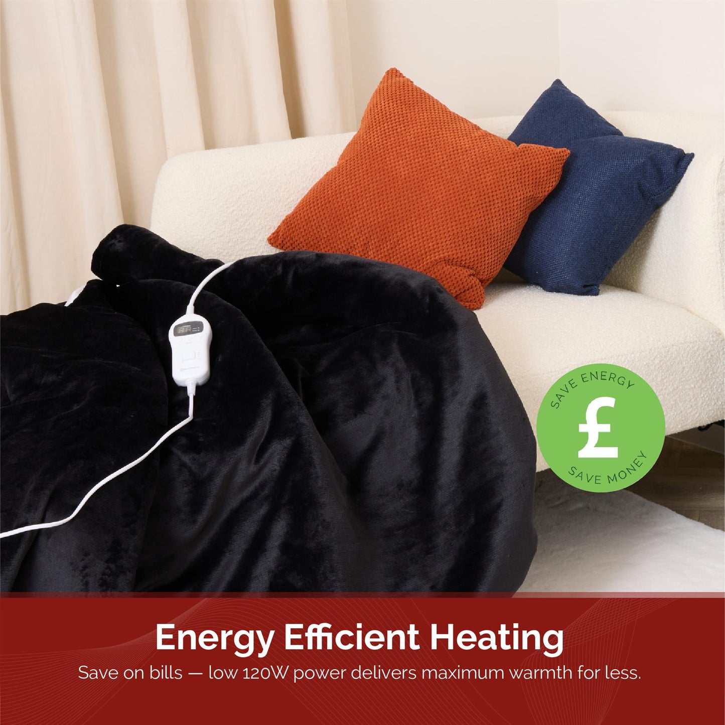 Rediffusion CosySnug Luxury Heated Throw Black