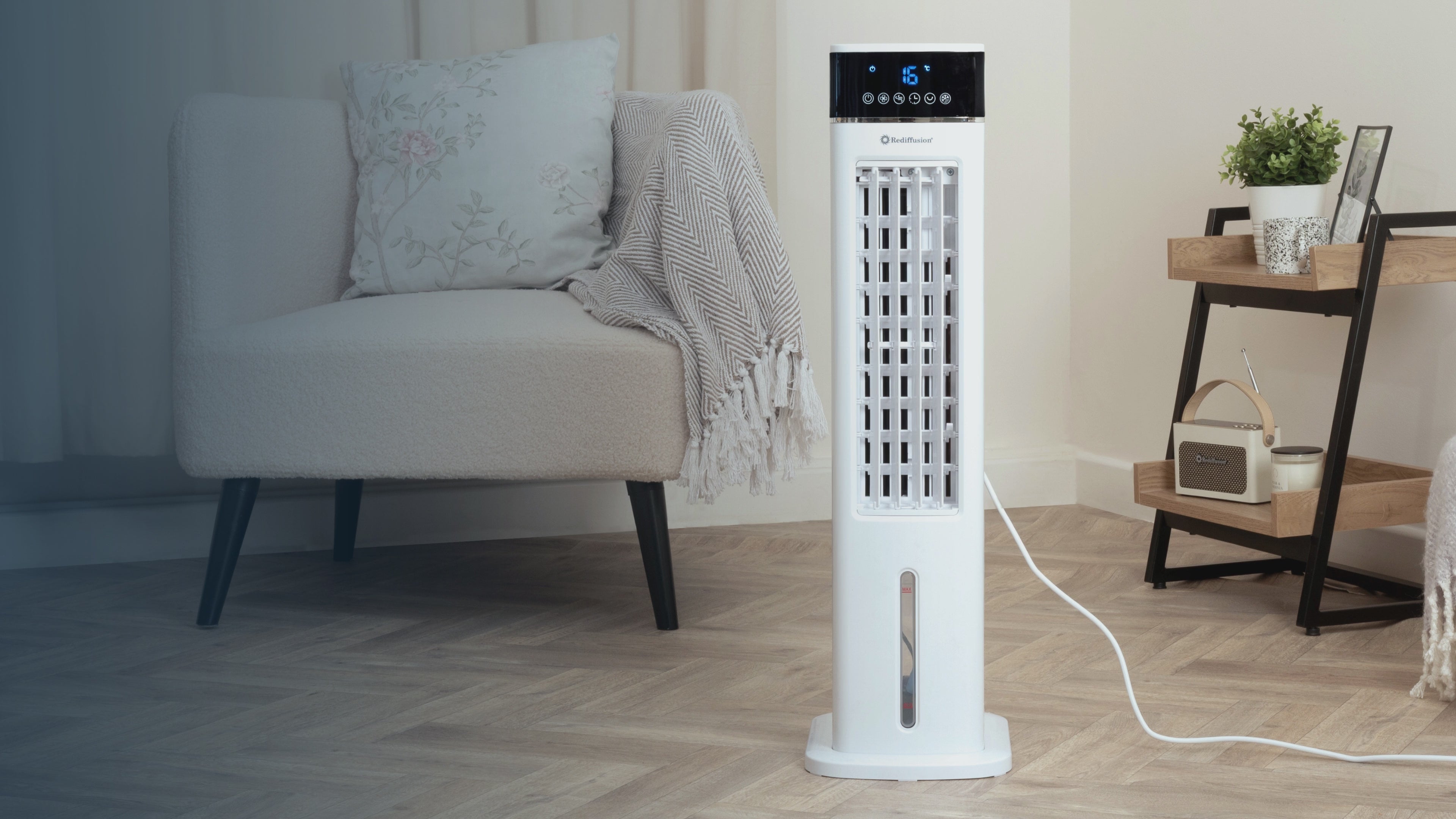 Rediffusion TurboChill 3-in-1 Digital Tower Air Cooler - White