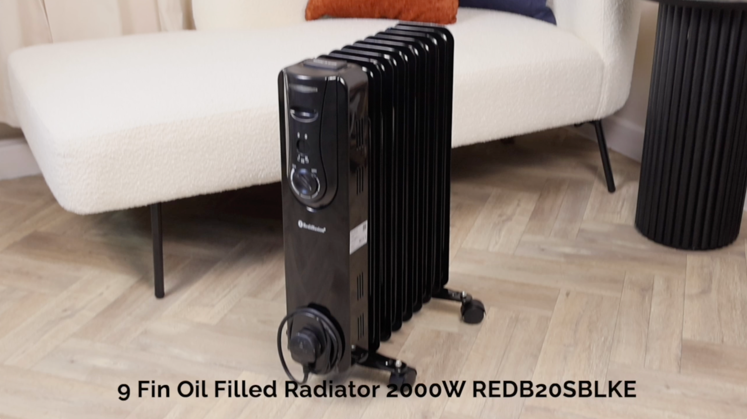 Rediffusion 9 Fin Oil Filled Radiator 2KW Black